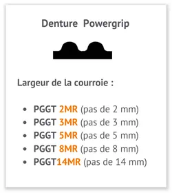image guide taille denture powergrip courroie synchrone powergrip